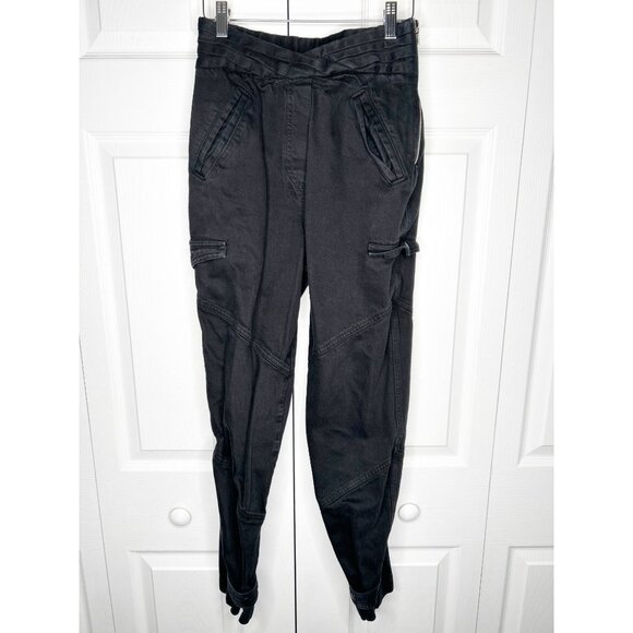 RtA Dallas Black Denim Side Zip V-Waist High Rise Jeans Women's Size X-Small XS